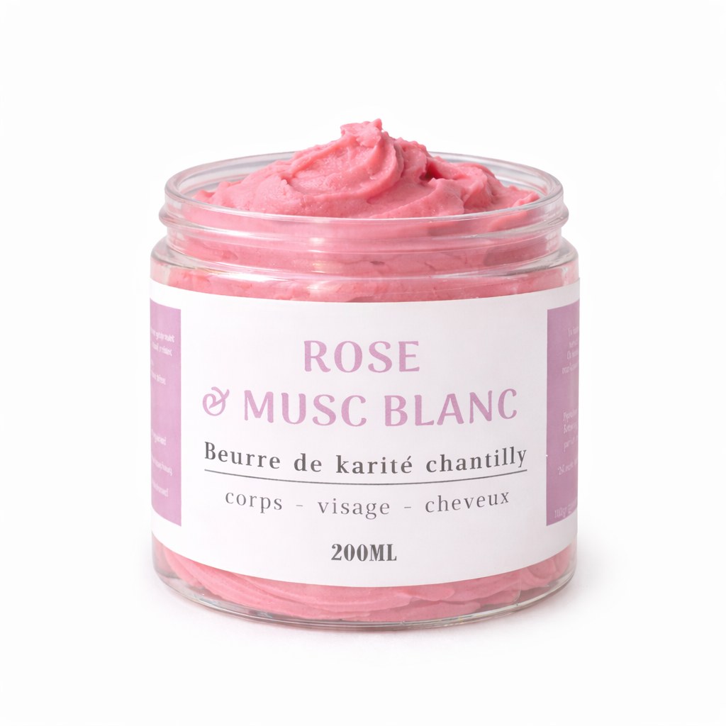 Beurre de karité TAYIB parfum rose et musc blanc, pot 200 ml