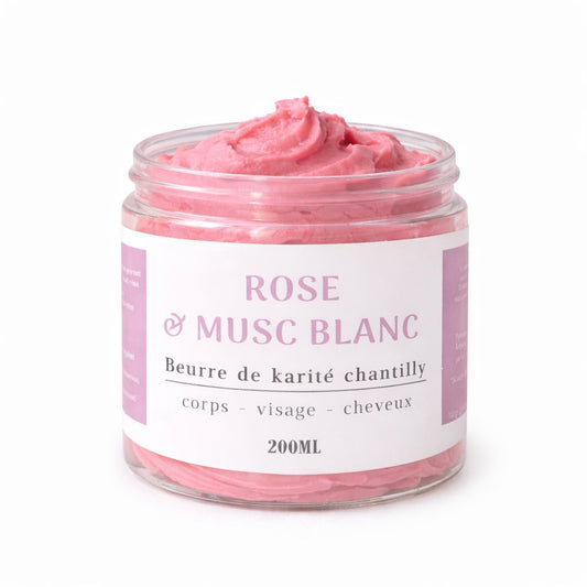 Beurre de karité TAYIB parfum rose et musc blanc, pot 200 ml