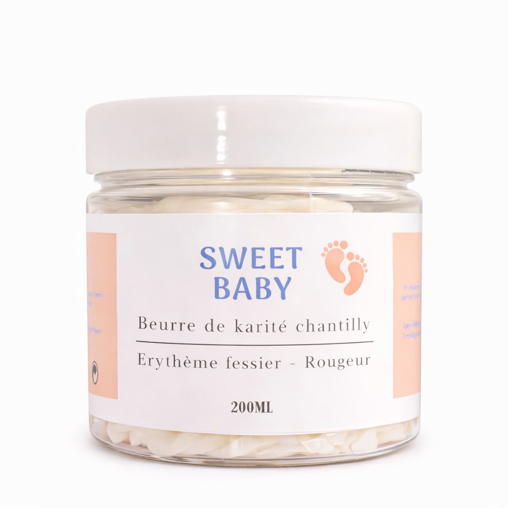 Beurre de karité chantilly TAYIB Sweet Baby pour peaux sensibles, pot 200 ml