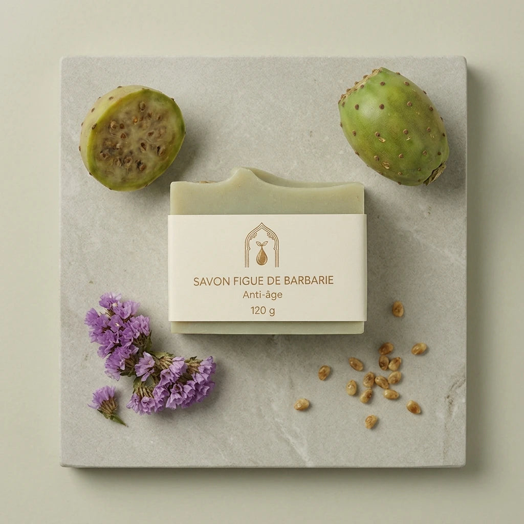Savon à la figue de barbarie anti-âge, barre crème en boîte 120 g