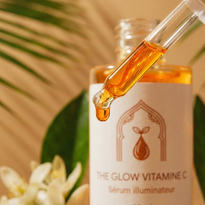 Flacon compte-gouttes de sérum à la vitamine C, goutte ambrée
