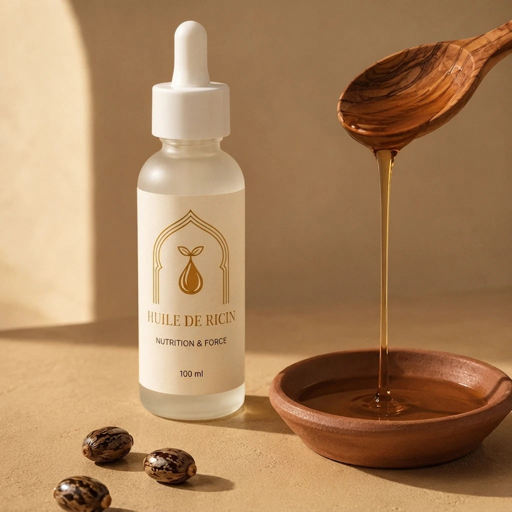 Flacon d'huile de ricin 100 ml avec pipette et huile ambrée