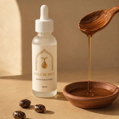 Flacon d'huile de ricin 100 ml avec pipette et huile ambrée